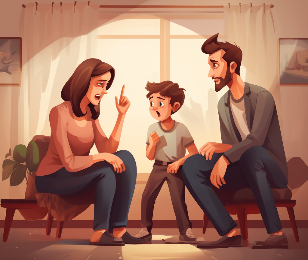 طفل يناقش والديه