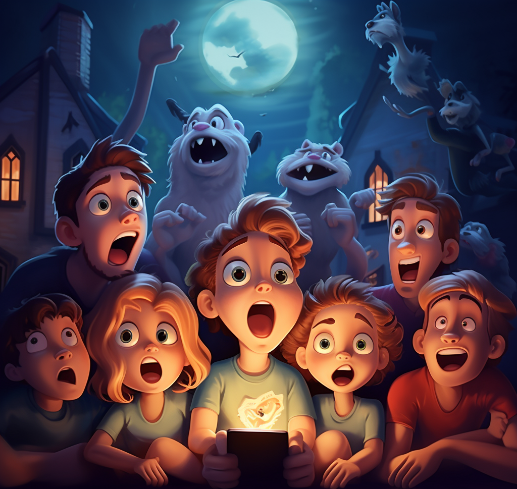 أطفال يشاهدون فيلم رعب