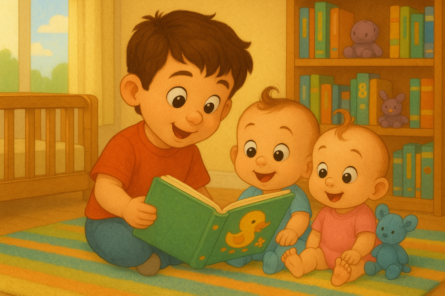 اطفال يقرأون كتاباً