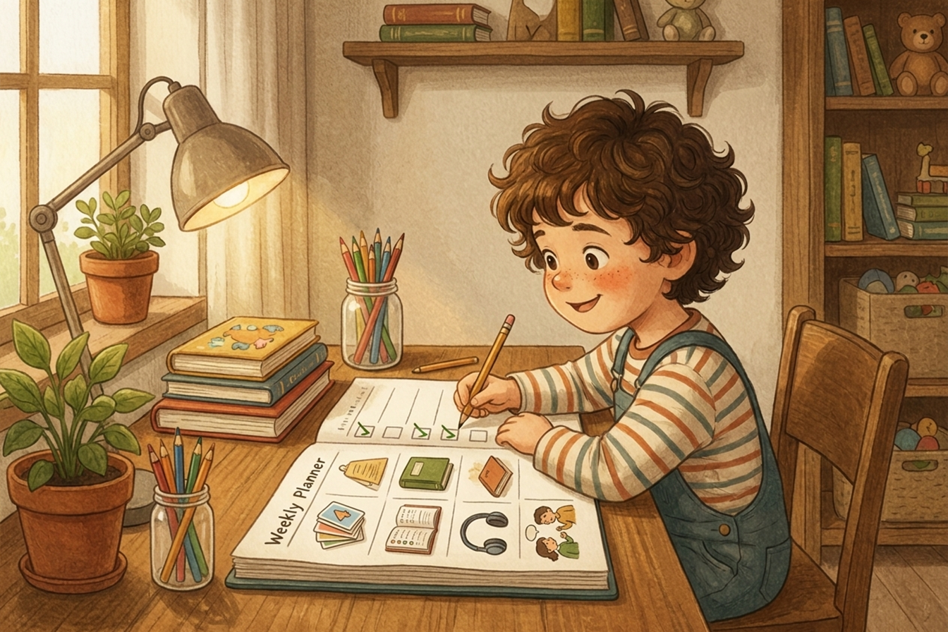 خطة أسبوعية بسيطة لتنظيم أنشطة التعلّم الذاتي للغة الإنجليزية