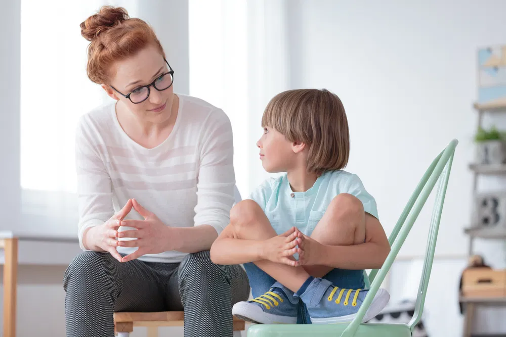 Woman and child speaking