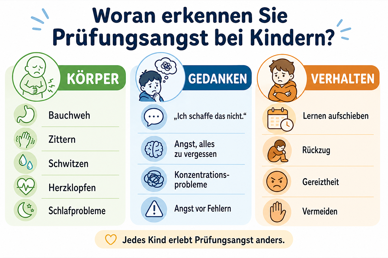 Anzeichen von Prüfungsangst bei Kindern