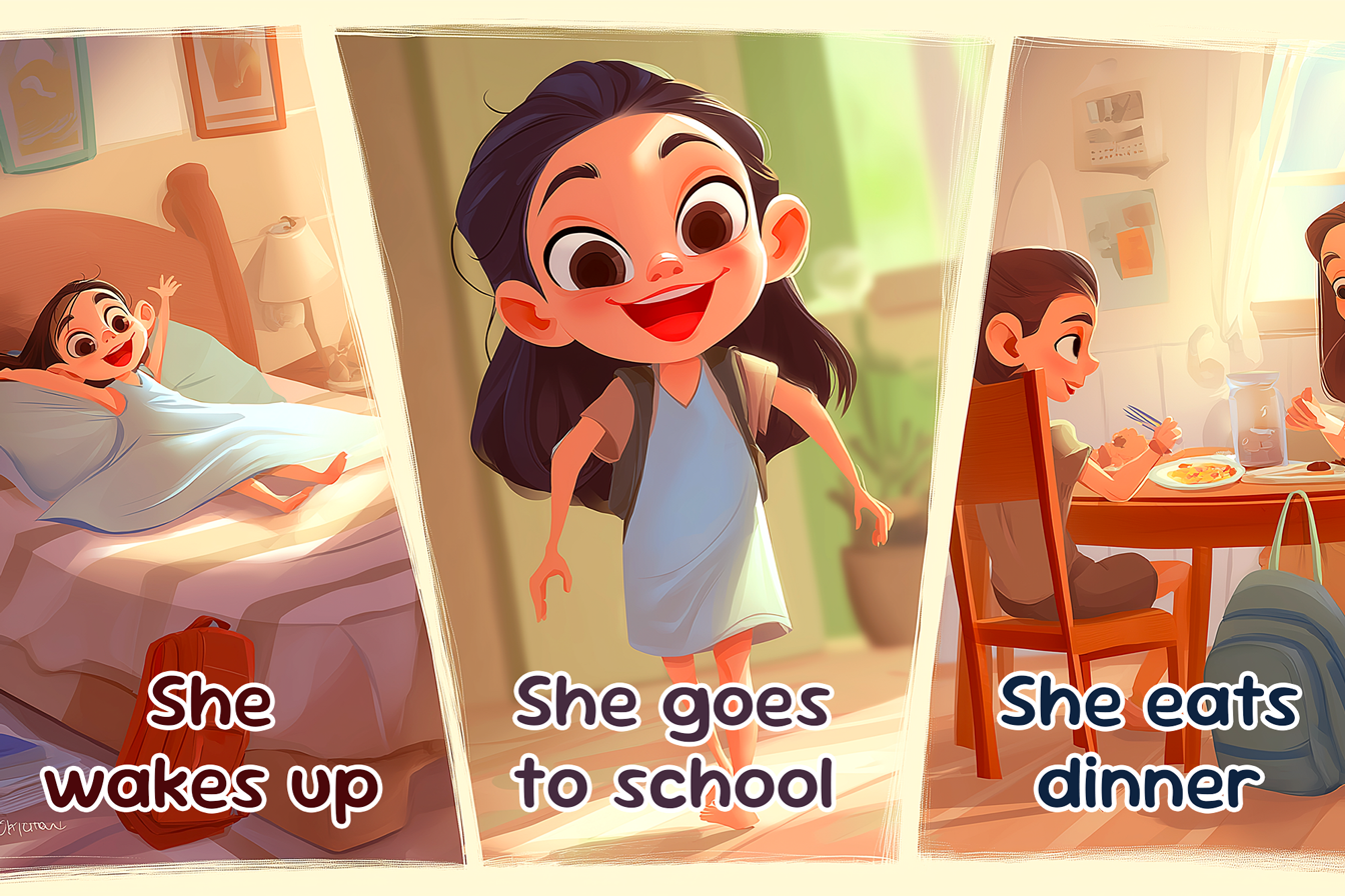Una imagen de una niña siguiendo su rutina diaria