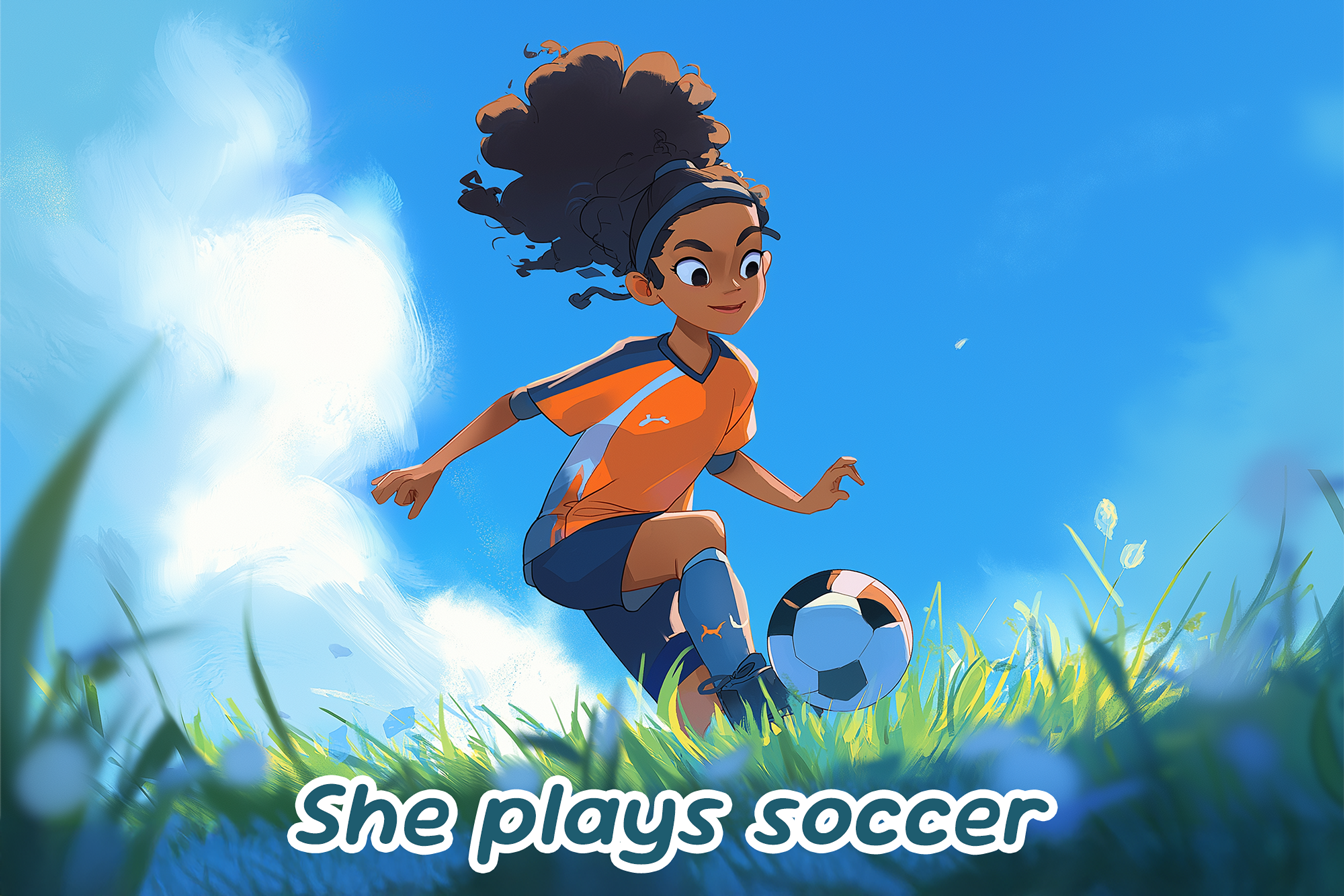 Una imagen de una niña jugando al fútbol.
