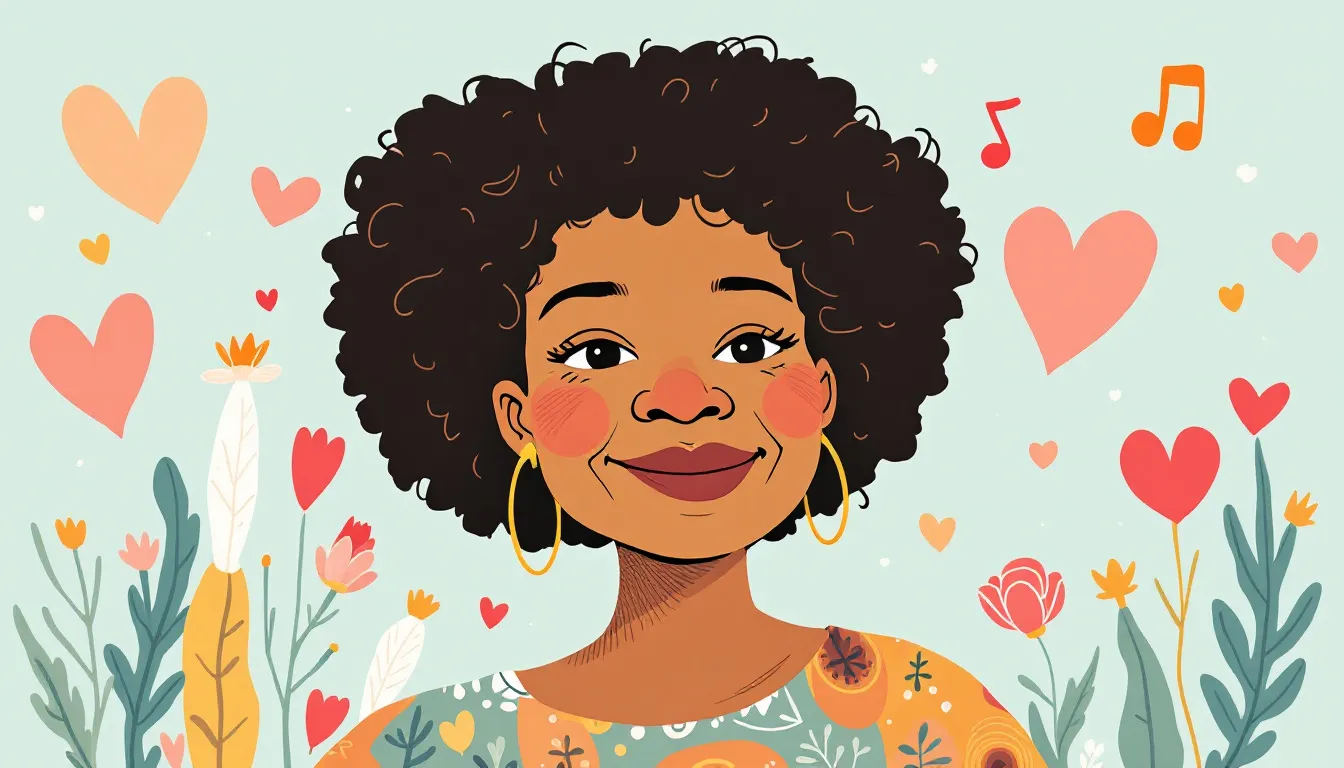 Un retrato de Maya Angelou con un fondo poético