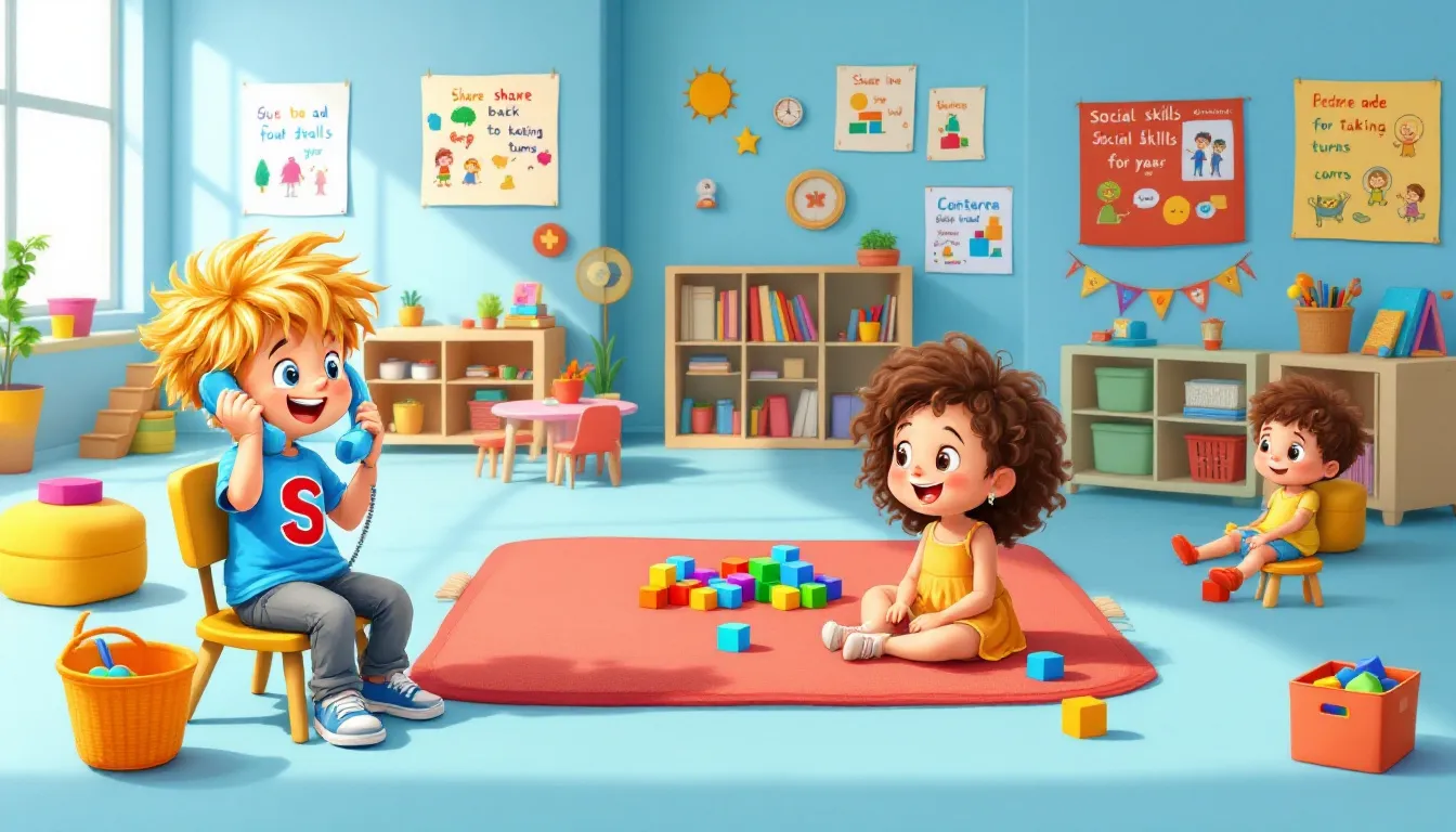 Tres niños en un aula de Infantil