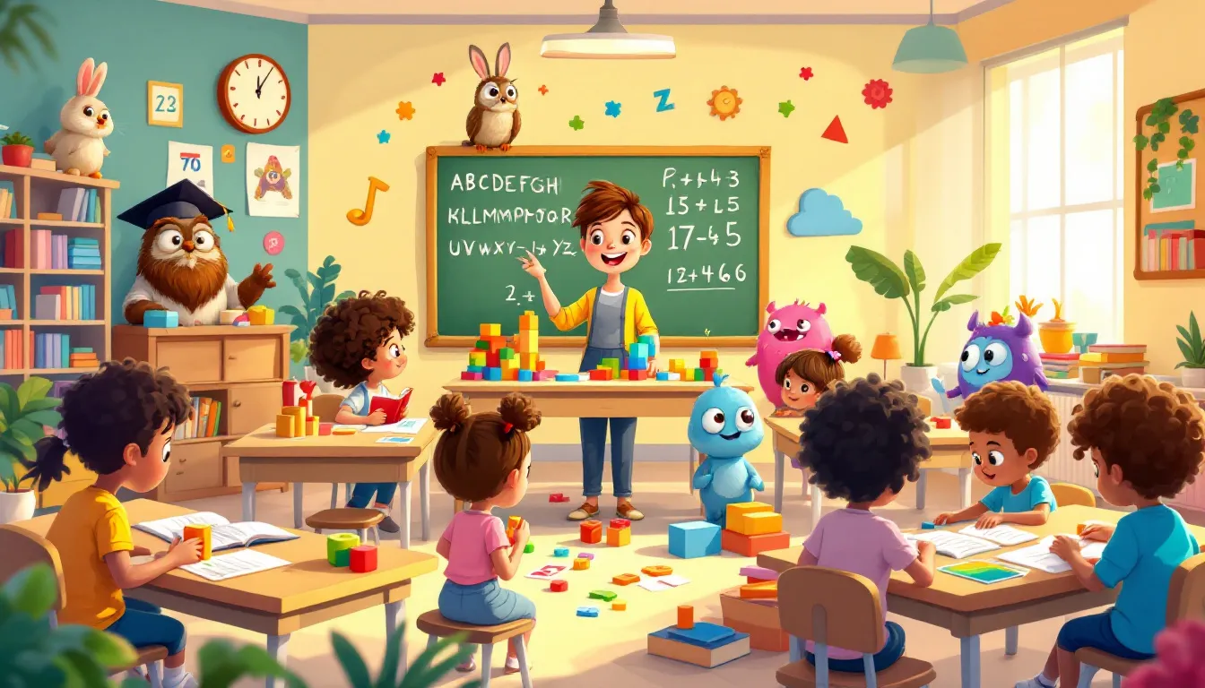 Una maestra en el aula dando clase