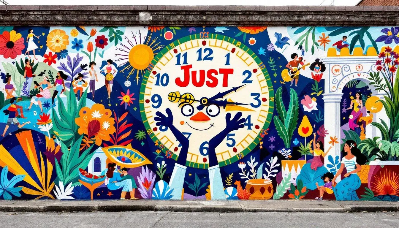 Uso de 'Just' como adverbio de tiempo en una ilustración