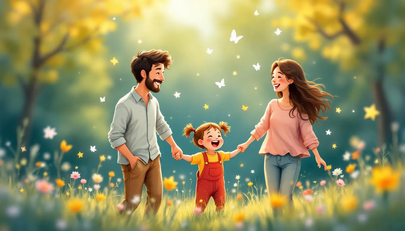 Una familia feliz en el parque