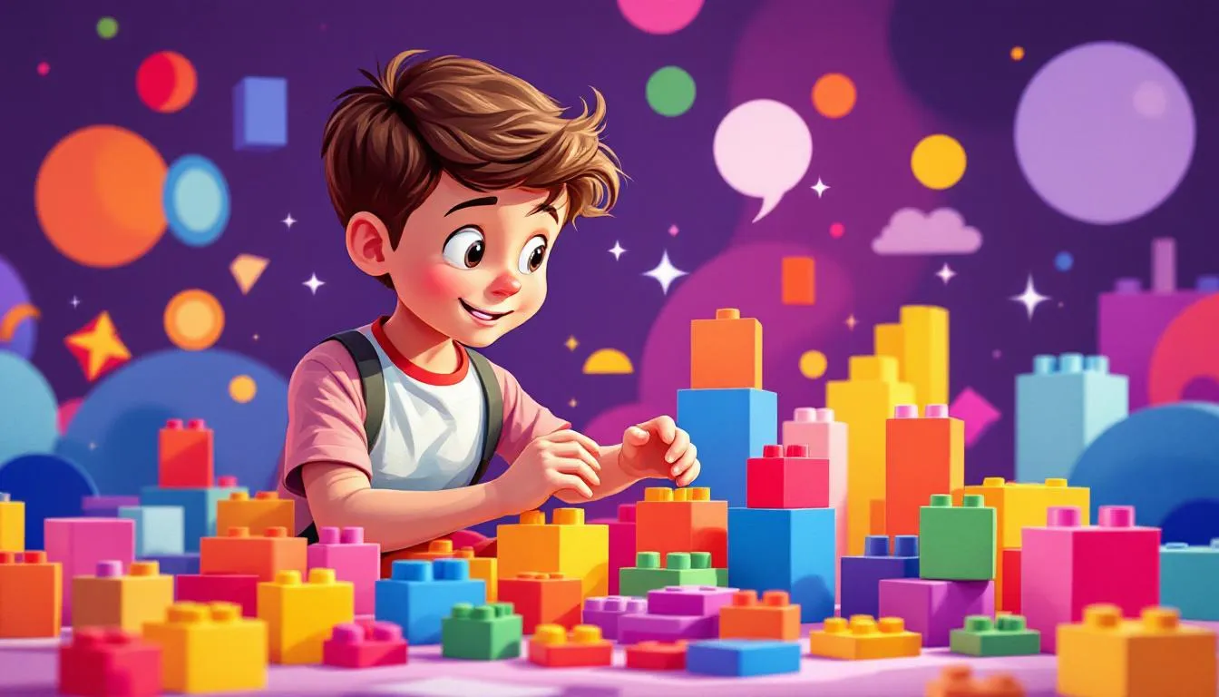 Un niño jugando con bloques de construcción para estimular su memoria