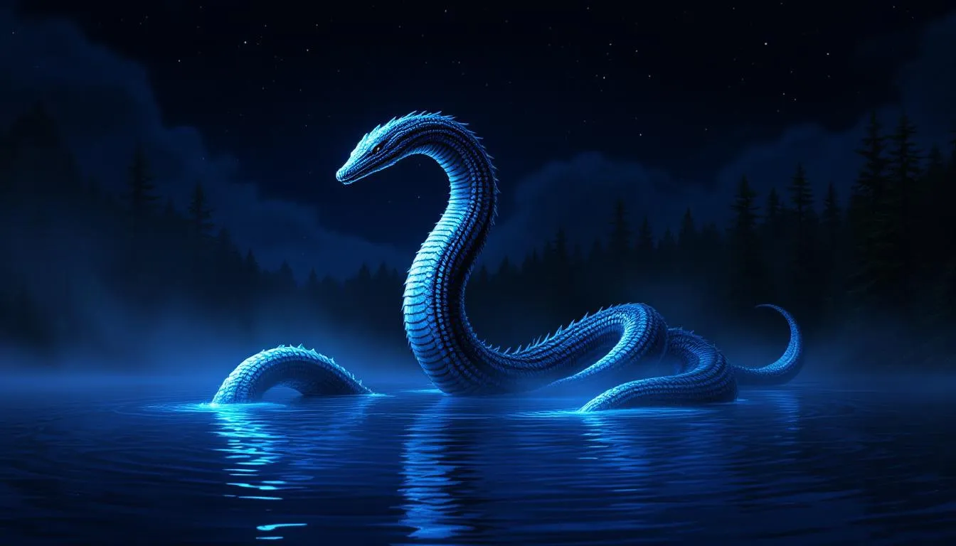 Una imagen metafórica del monstruo del lago Ness, conocido como Nessie, muestra una criatura fantástica