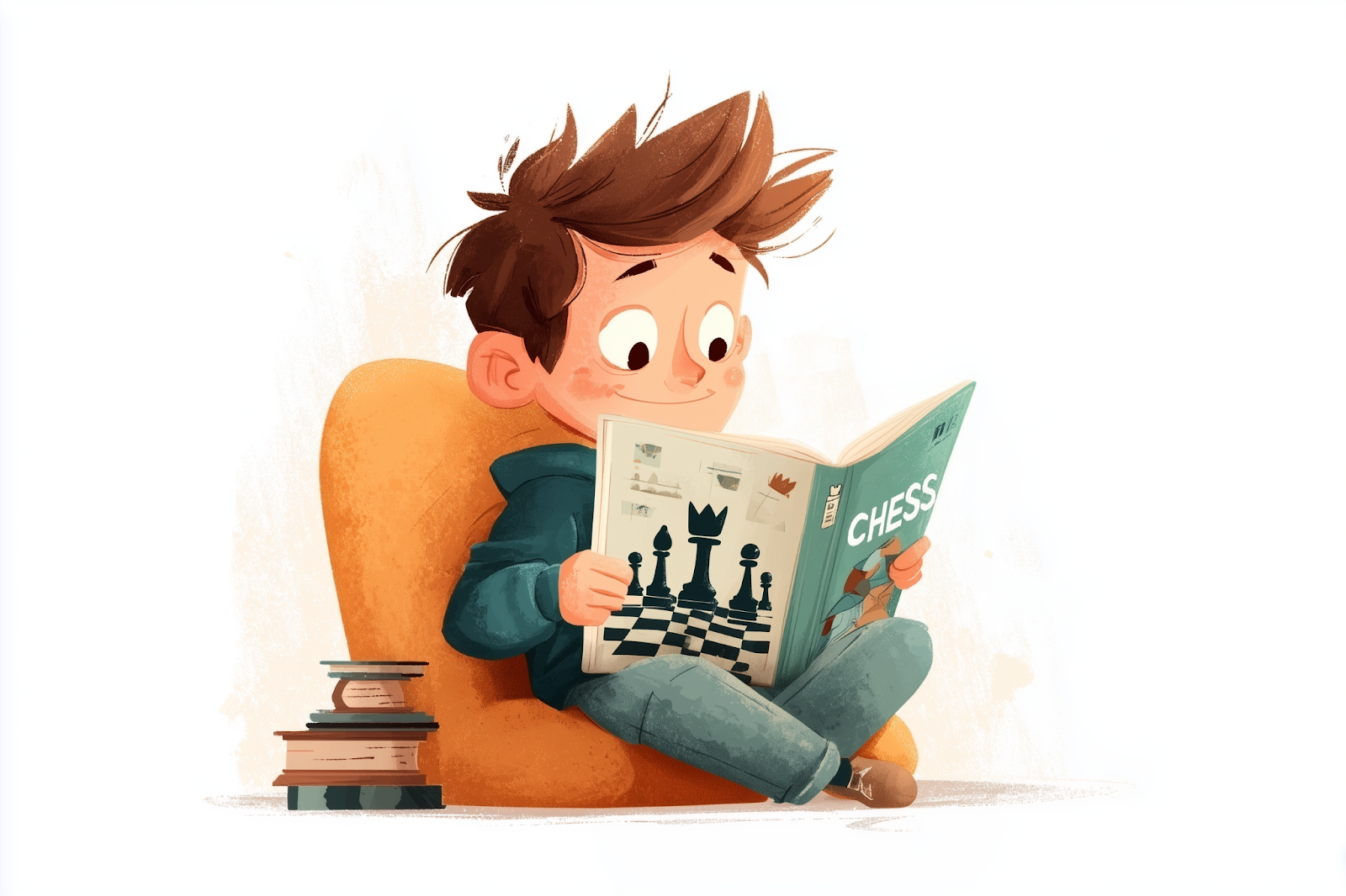 Un niño leyendo un libro sobre el ajedrez para conocer su historia