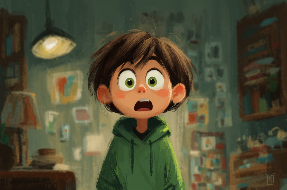 Una imagen de un niño con cara de sorpresa