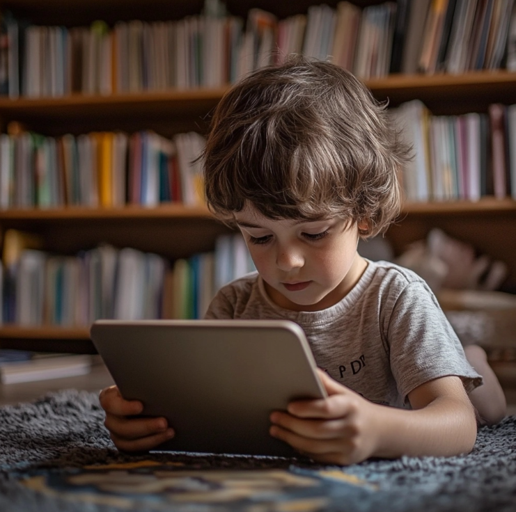 una tablet viendo recursos educativos.