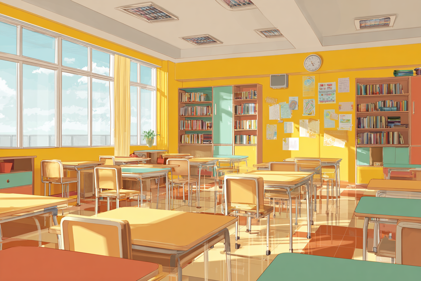 Un aula de color amarillo