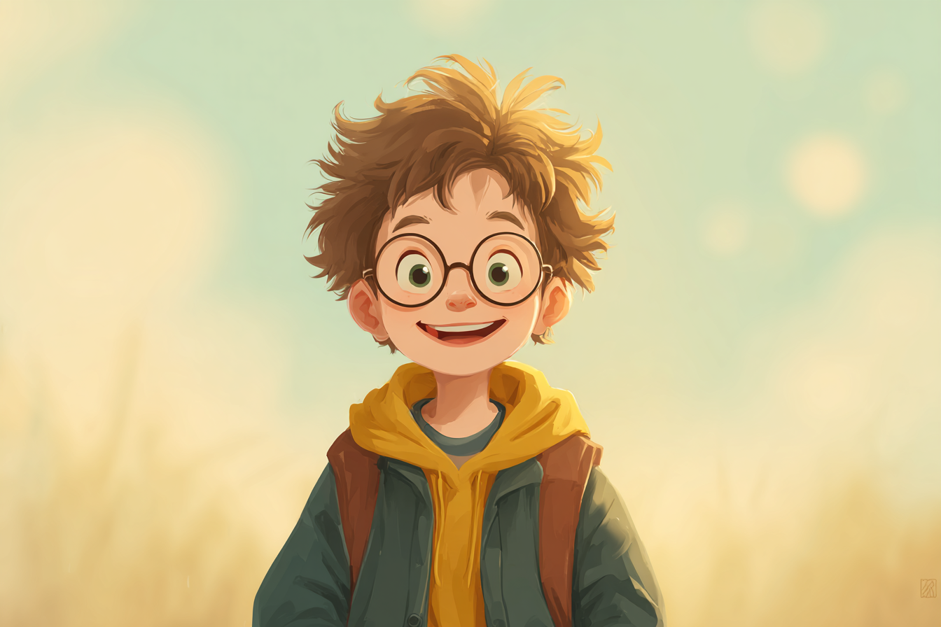 Un niño estrena sus nuevas gafas feliz