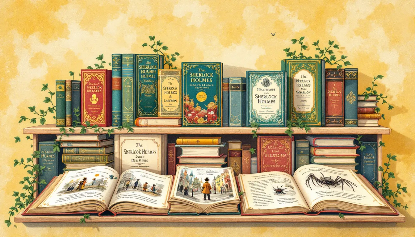 Muchos libros en los que se puede leer Sherlock Holmes.