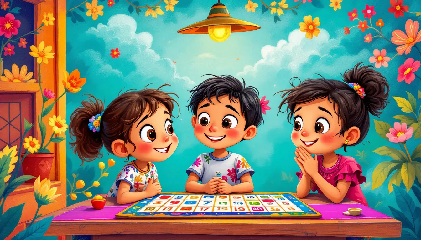 Tres niños mexicanos en torno a una mesa
