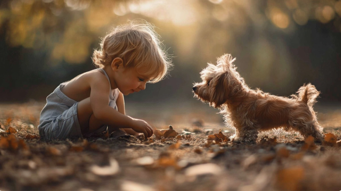 Imagen de un niño junto con un perro