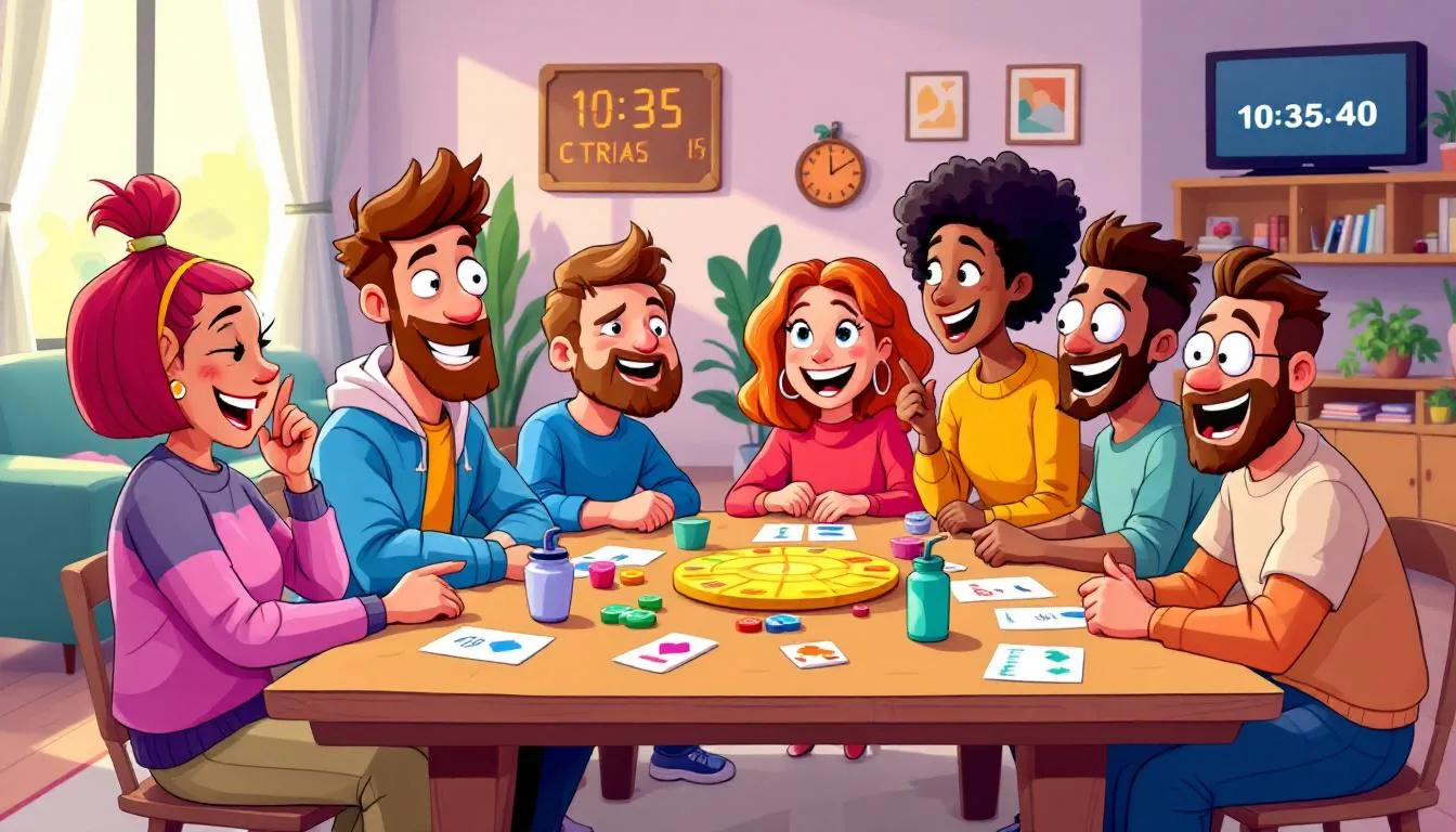 Amigos compitiendo en juegos de trivia y conocimiento