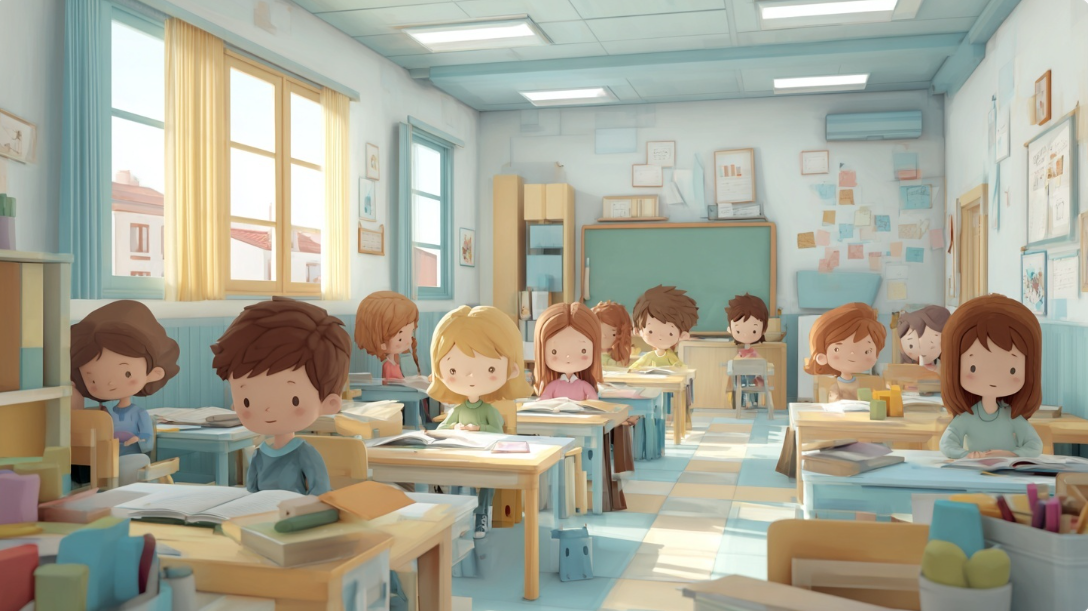 Ilustración de alumnos en una clase