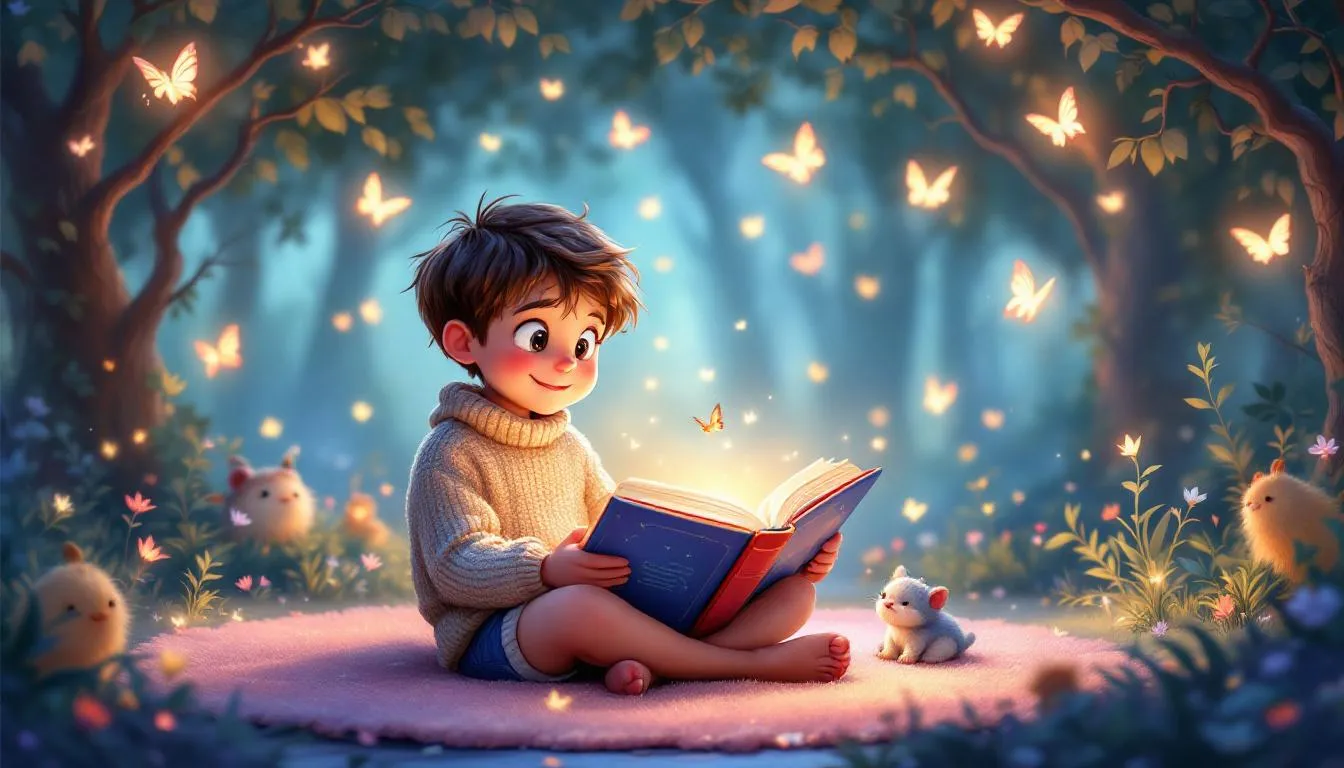 Ilustración de un niño leyendo