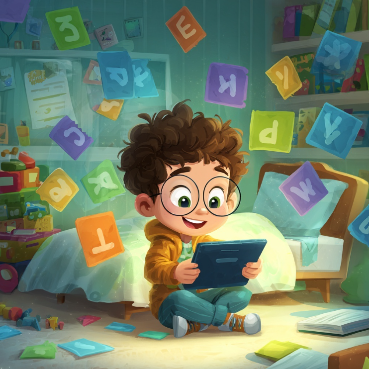 Un niño aprende a través de una tablet
