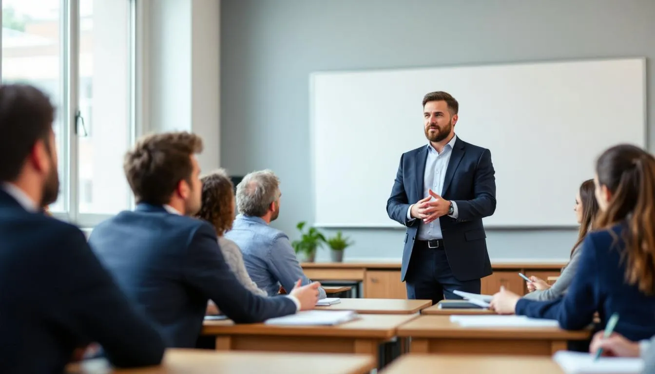 Un profesor durante una de sus clases explicando qué son los palíndromos