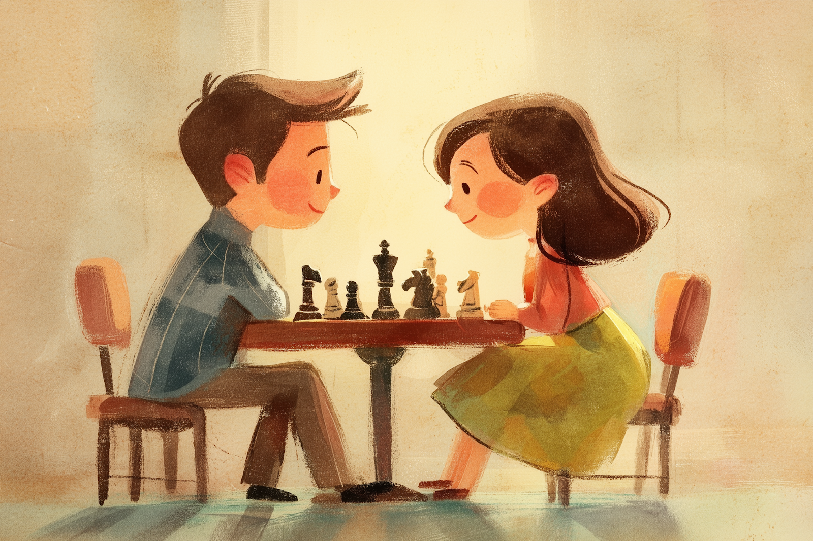 Dos niños jugando al ajedrez