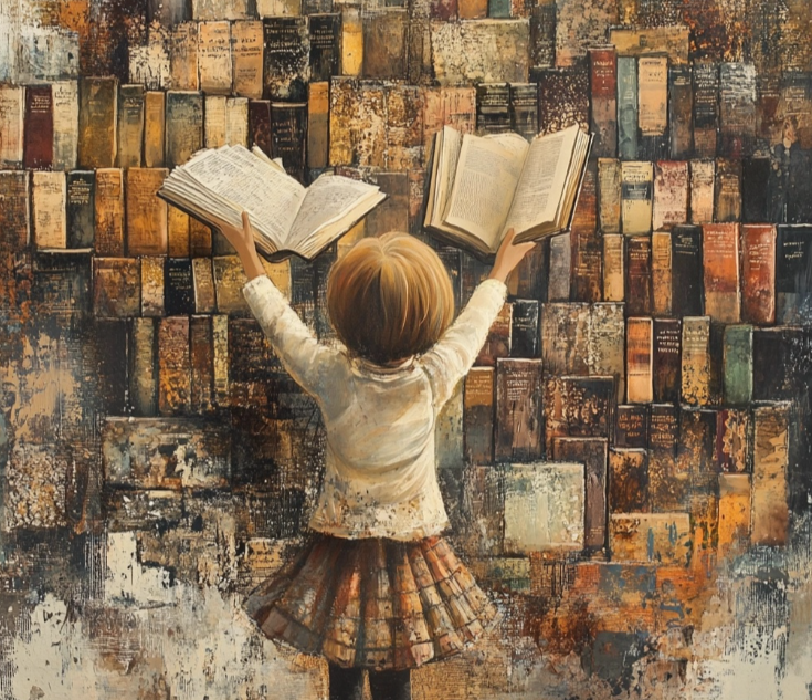Un niño con un libro en la mano.