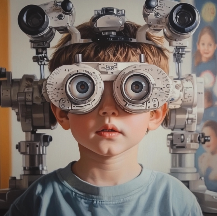 Un niño en el oculista.