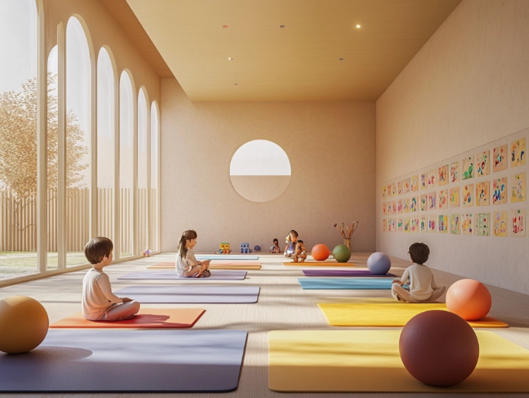 Unos niños en un aula con ambiente dinámico