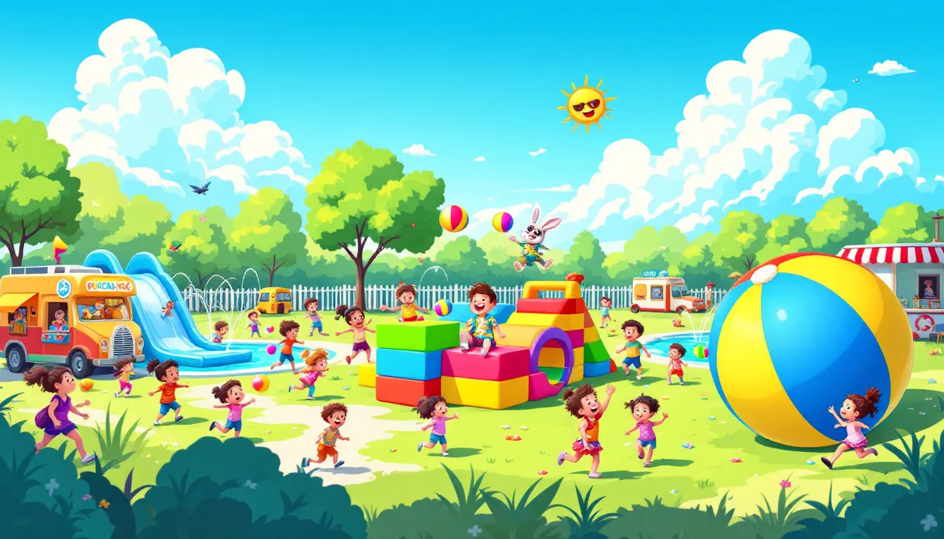 Muchos niños disfrutando en un parque