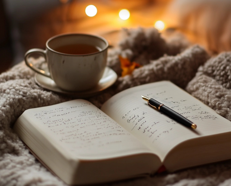 Un diario y un café que representan el aprendizaje