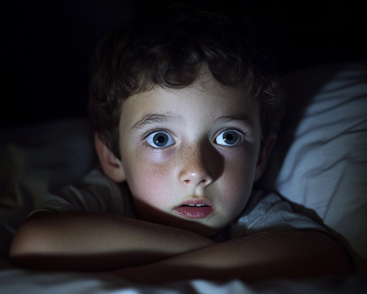 Un niño con miedo a la oscuridad