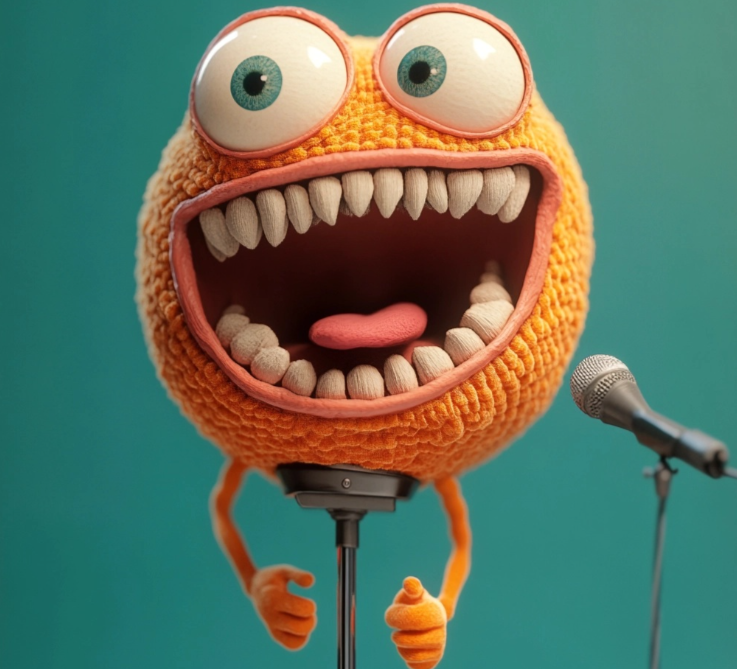 Un muñeco con cara de felicidad