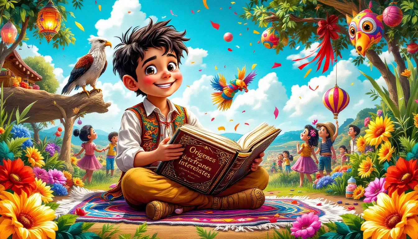 Un niño con un libro de refranes