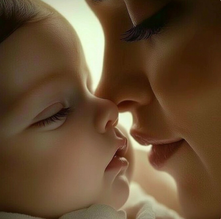 Una madre besando a su bebé.