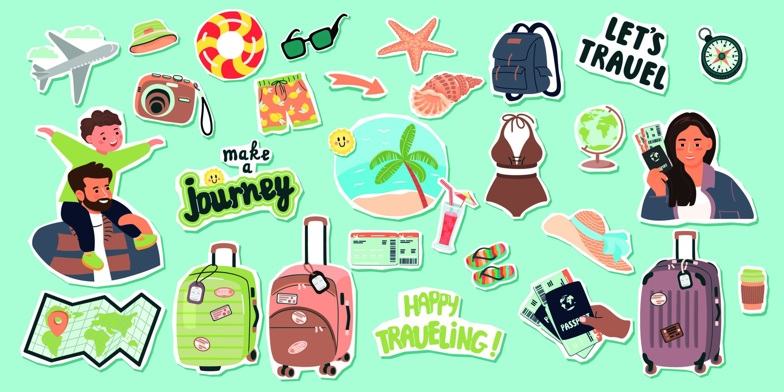 Illustrations d’objets de voyage pour les enfants