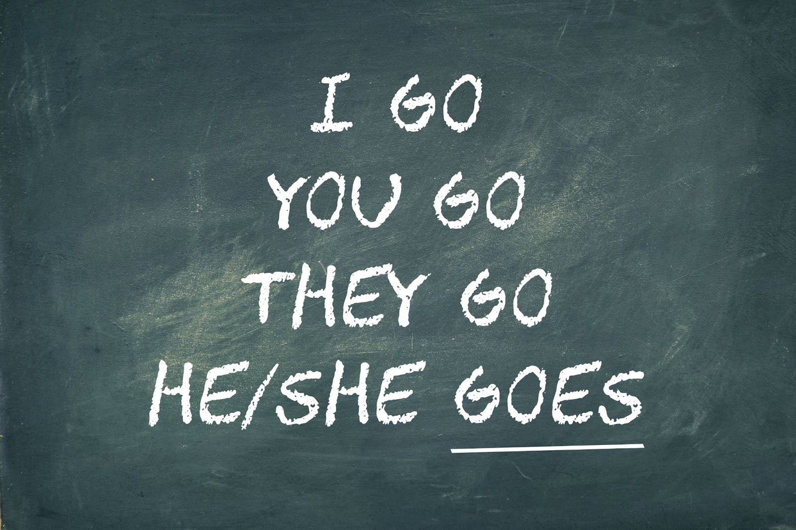 Blackboard avec le présent simple en anglais