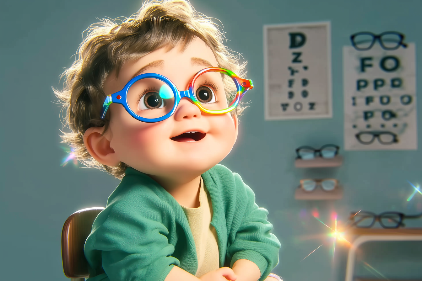 un enfant met ses lunettes pour la première fois