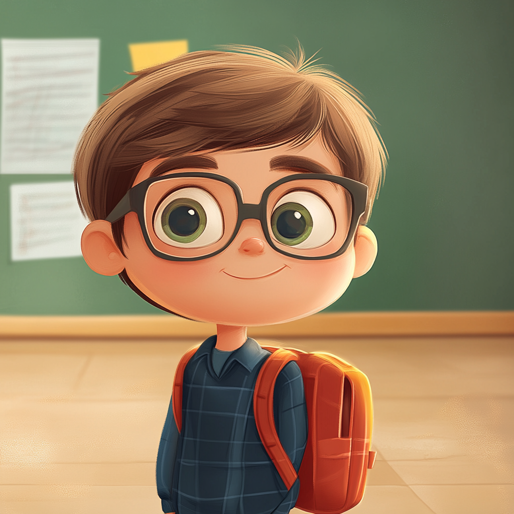 boy with backpack at school