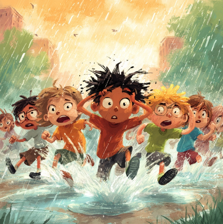 צירופי לשון באנגלית - All of a sudden it started to rain