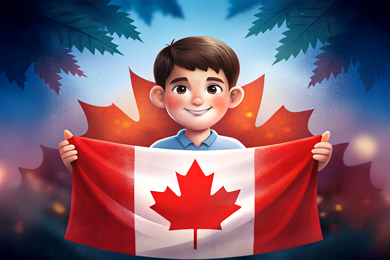 ragazzo bandiera canadese