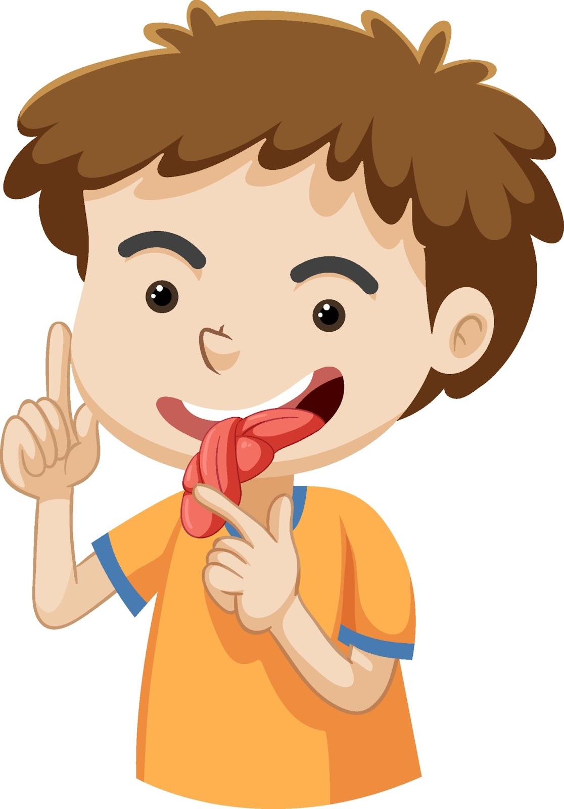 Ragazzo personaggio dei cartoni animati con illustrazione di scioglilingua