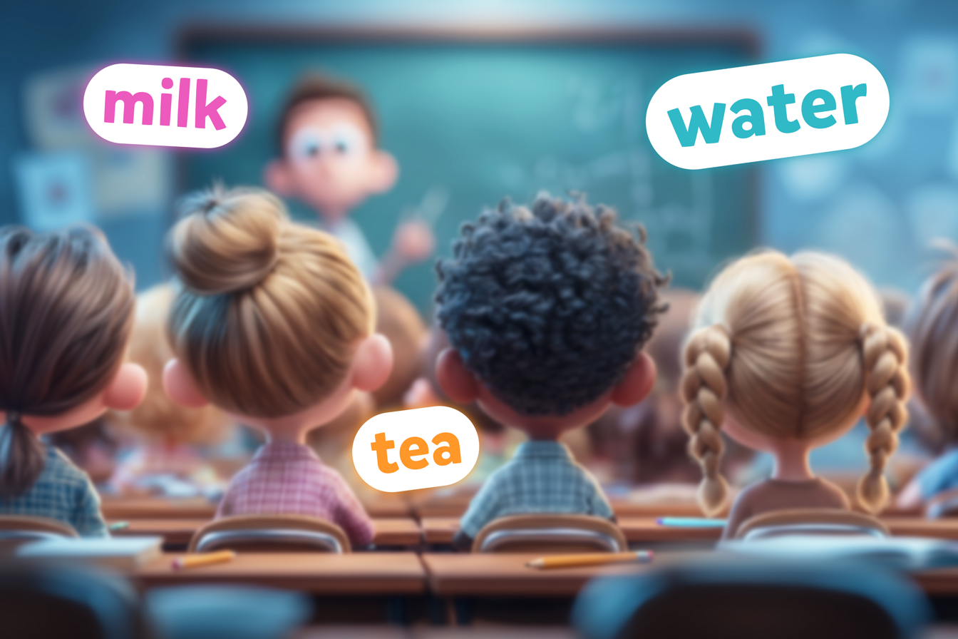 bambini e bambine in classe studiano uncountable