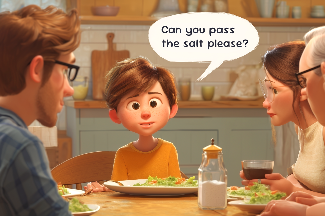 bambino dice “can you pass the salt please?”