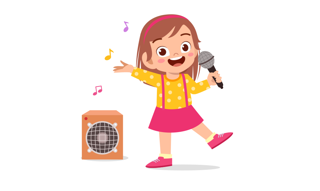 bambina tiene microfono e canta