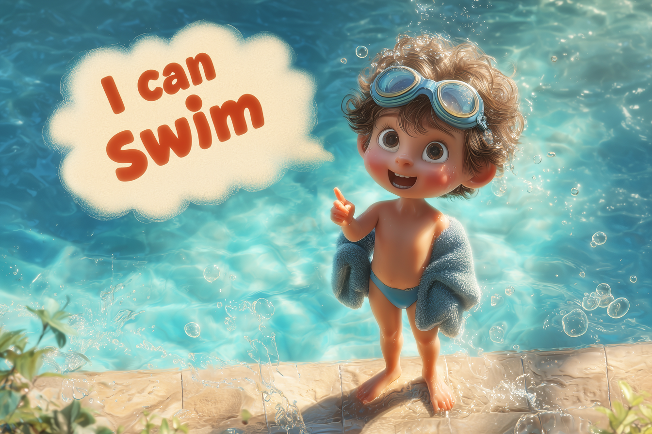 bambino dice “I can swim”