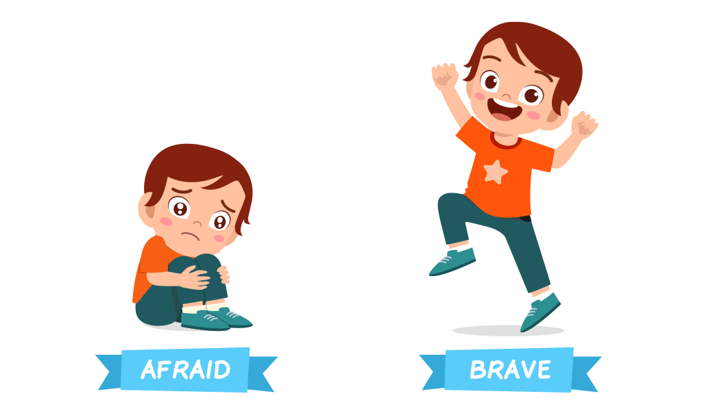 ragazzo brave afraid aggettivi opposti